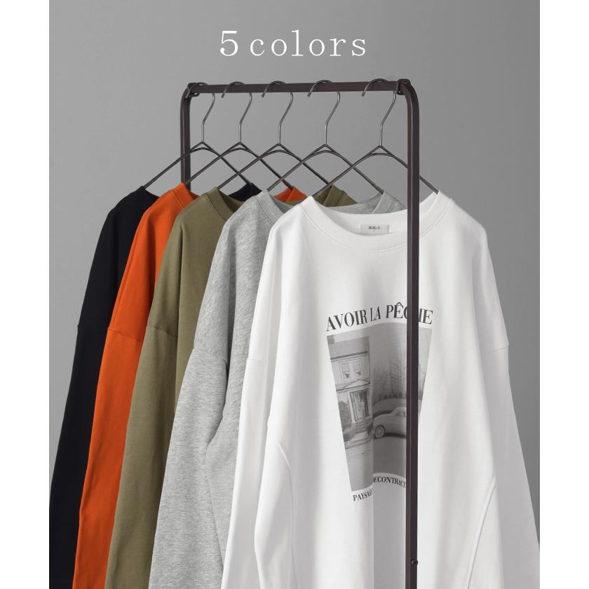 カットソー ロンT フォト プリント レディース ロゴ ロゴT ティーシャツ 無地 長袖 Tシャツ ロング チュニック | HUG.U | 14