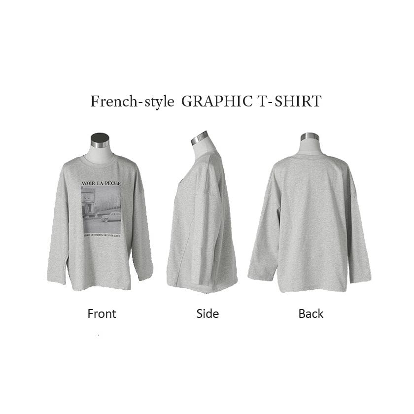 カットソー ロンT フォト プリント レディース ロゴ ロゴT ティーシャツ 無地 長袖 Tシャツ ロング チュニック | HUG.U | 24