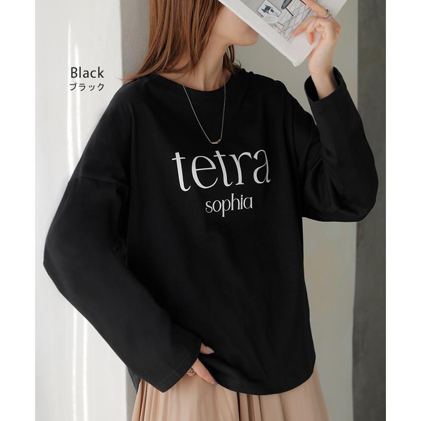 Tシャツ ロゴ 半袖 トップス 変形 二の腕カバー レディース ドルマンスリーブ プリント 無地 Uネック シンプル | HUG.U | 22