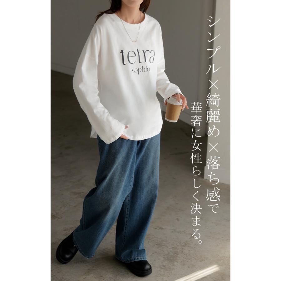 Tシャツ ロゴ 半袖 トップス 変形 二の腕カバー レディース ドルマンスリーブ プリント 無地 Uネック シンプル | HUG.U | 25
