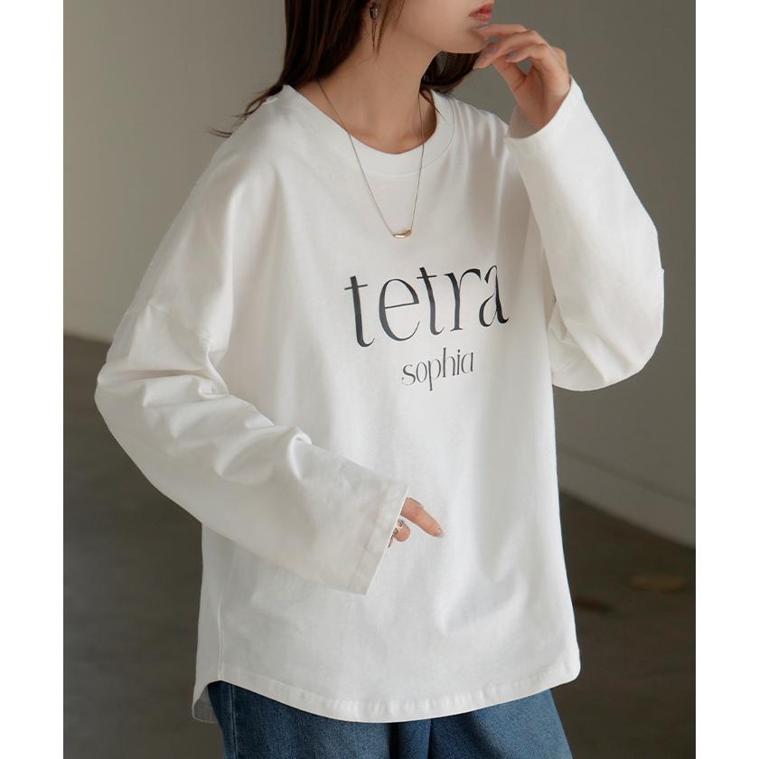 Tシャツ ロゴ 半袖 トップス 変形 二の腕カバー レディース ドルマンスリーブ プリント 無地 Uネック シンプル | HUG.U | 10