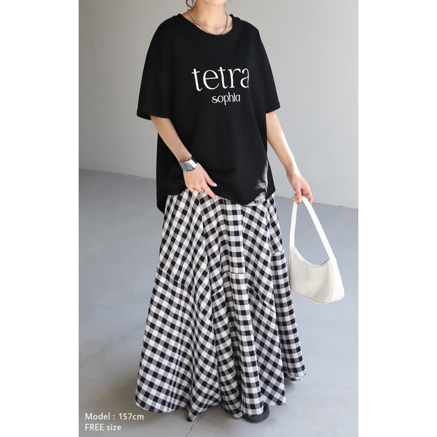 Tシャツ ロゴ 半袖 トップス 変形 二の腕カバー レディース ドルマンスリーブ プリント 無地 Uネック シンプル | HUG.U | 14