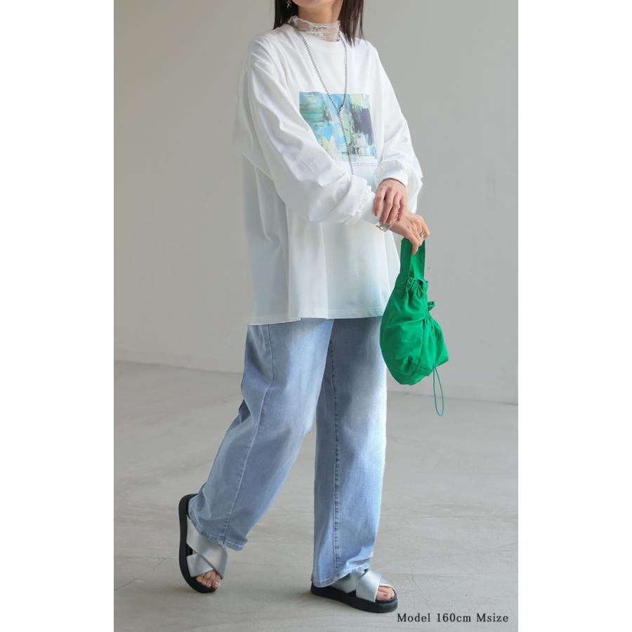 パンツ デニム 刺繍 レディース ボトムス ボトム ジーパン ジーンズ ストレッチ ウエスト ゴム デニムパンツ カーブ カーブデニム ワイド ワイドパンツ | HUG.U | 12