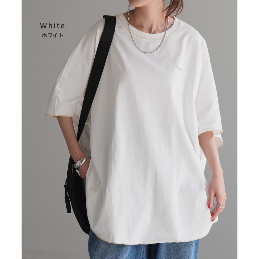 Tシャツ トップス ティーシャツ プリント レディース カットソー 二の腕カバー ドルマン ロゴT Uネック | HUG.U | 12