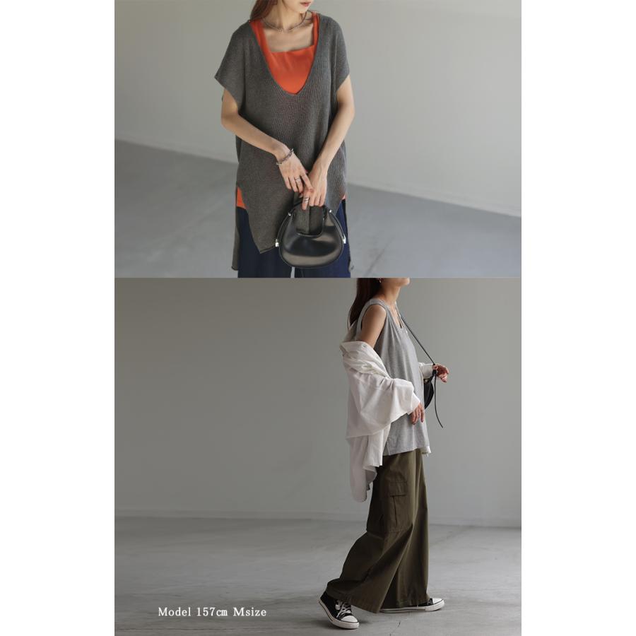 SALE タンクトップ レディース インナー ブラトップ カップ付き パット付き トップス スクエアタンク カットソー | HUG.U | 11