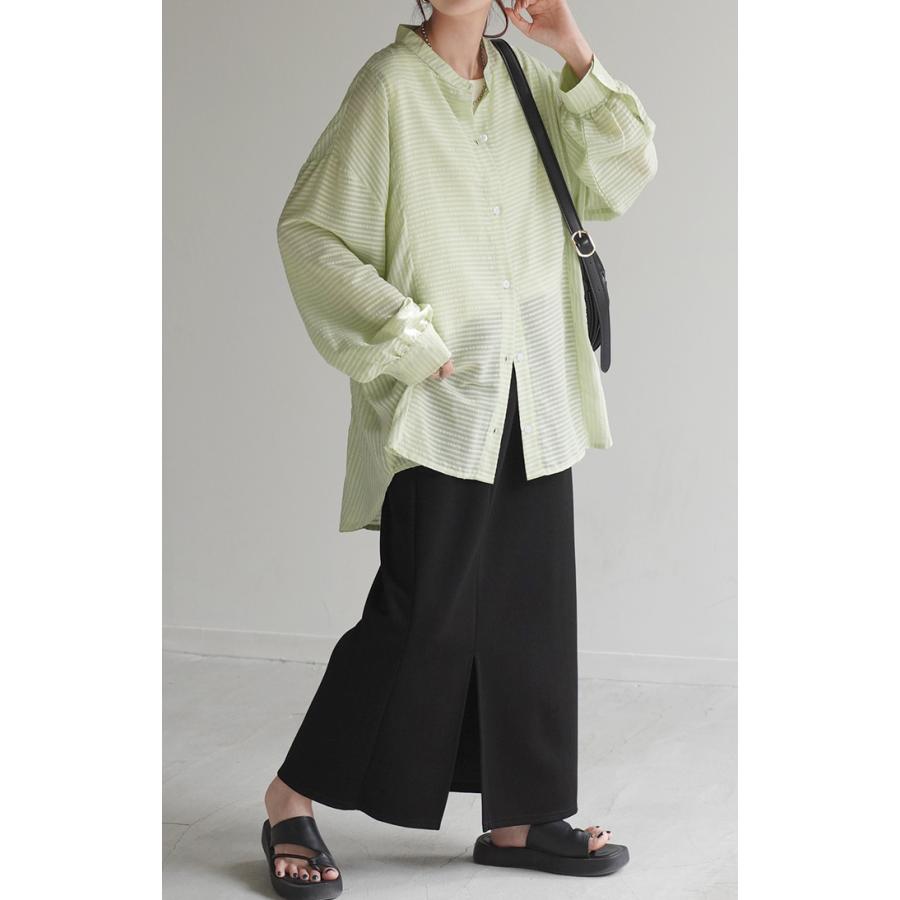 HUG.U（ハグユー） シャツ シアサッカー ロング レディース ブラウス