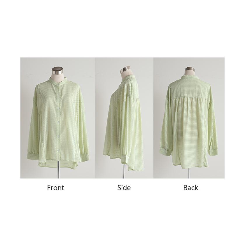 HUG.U（ハグユー） シャツ シアサッカー ロング レディース ブラウス