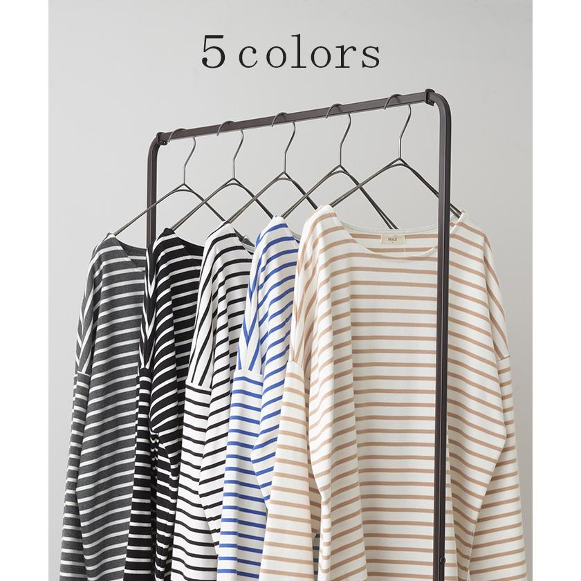 ロンT ボーダー レディース カットソー 綿100％ ティーシャツ ストレッチ 長袖 Tシャツ ロング チュニック | HUG.U | 14