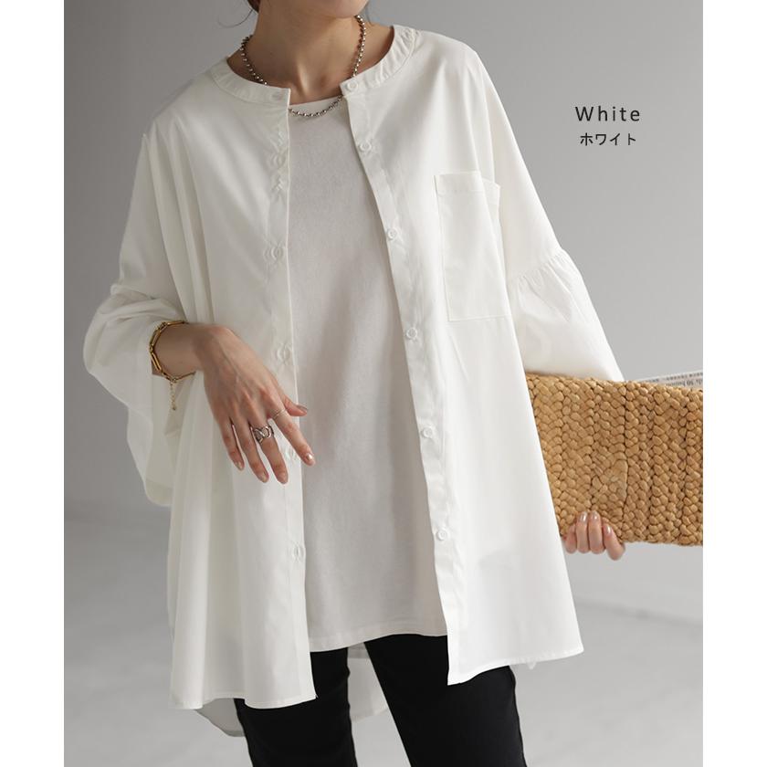 HUG.U（ハグユー） シャツ フレア袖 体型カバー ギャザー トップス