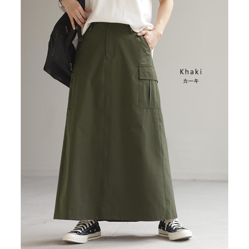 スカート ロング カーゴ ワークスカート Aラインスカート レディース ボトムス ロングスカート マキシ | HUG.U | 18