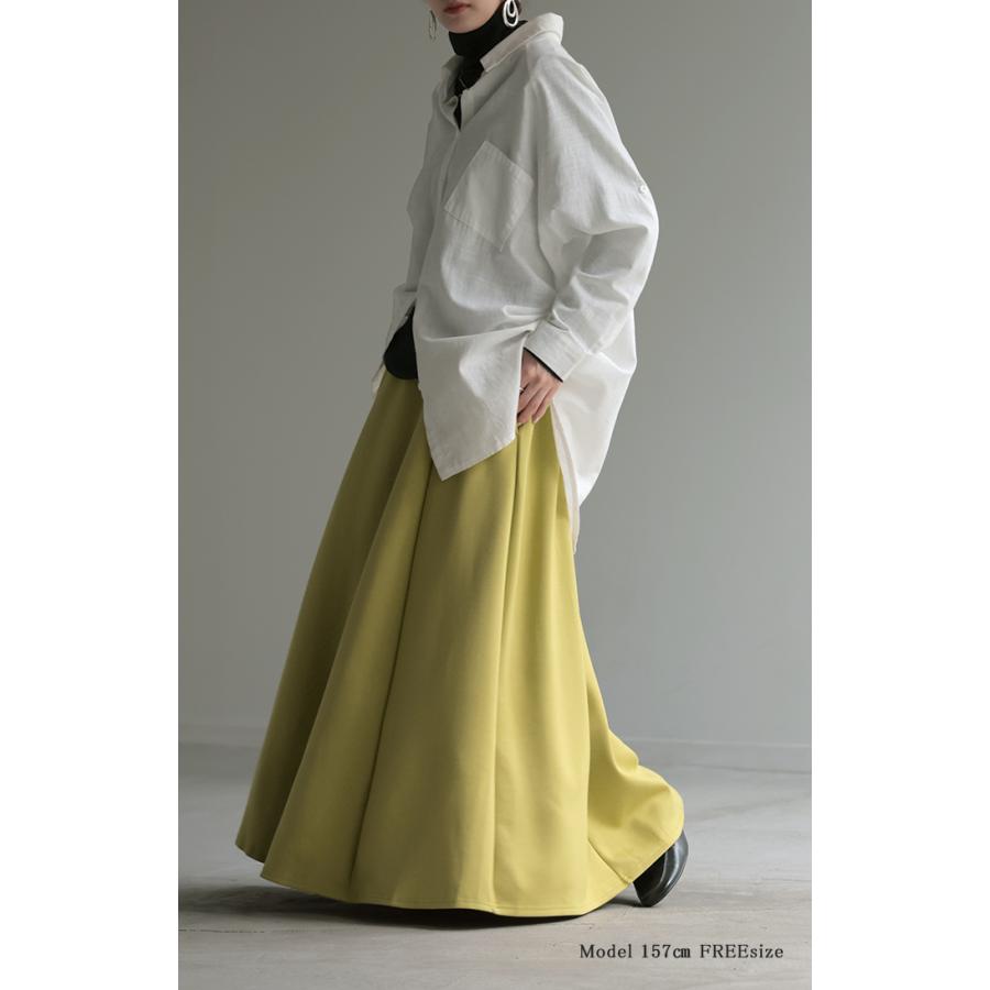 スカート 超伸び Aライン レディース ロングスカート ボトムス ポンチ きれいめ フレア フレアスカート ゴム ロング ストレッチ マキシ | HUG.U | 13