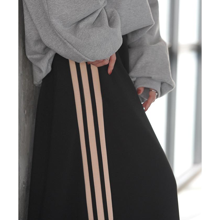 スカート ロング フレア レディース ボトムス ライン スポーツ スポーティー ロングスカート マキシ ハイウエスト | HUG.U | 15