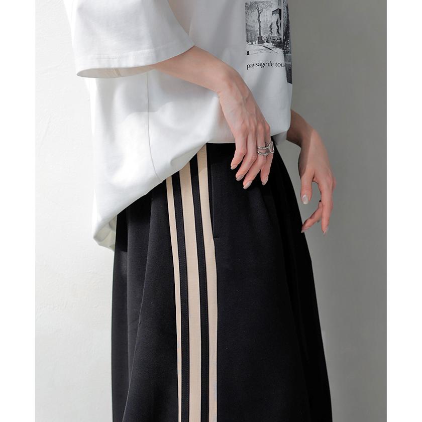 スカート ロング フレア レディース ボトムス ライン スポーツ スポーティー ロングスカート マキシ ハイウエスト | HUG.U | 15