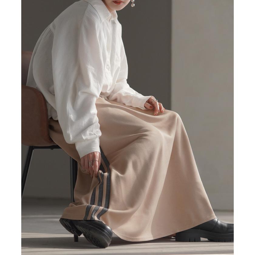 スカート ロング フレア レディース ボトムス ライン スポーツ スポーティー ロングスカート マキシ ハイウエスト | HUG.U | 21