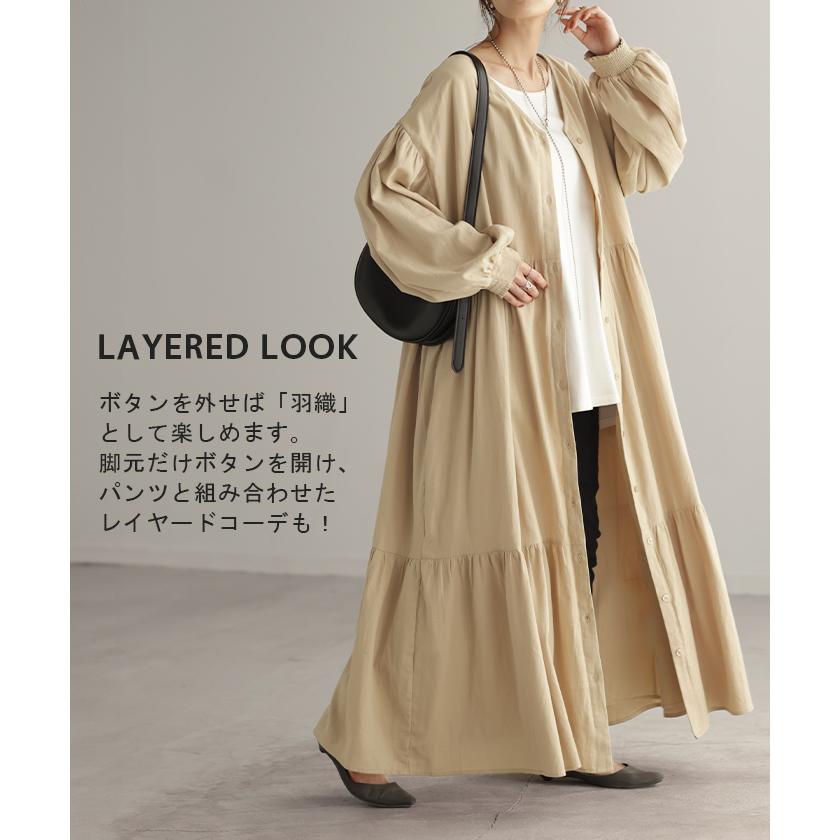 【ダイアグラム】ベージュ ティアードロングワンピース HUG.U ワンピース ティアード ロング 綿100 レディース