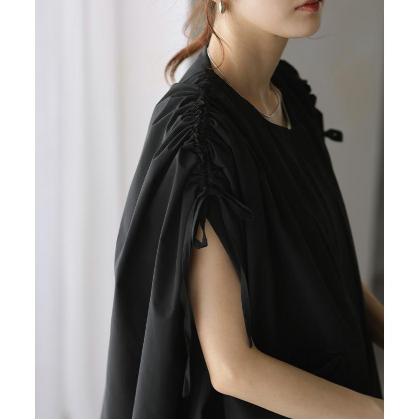 アウター 撥水 レディース トップス ノーカラーライトアウター シャツ ロング リボン ブルゾン ジャンパー オーバーサイズ ゆったり | HUG.U | 11