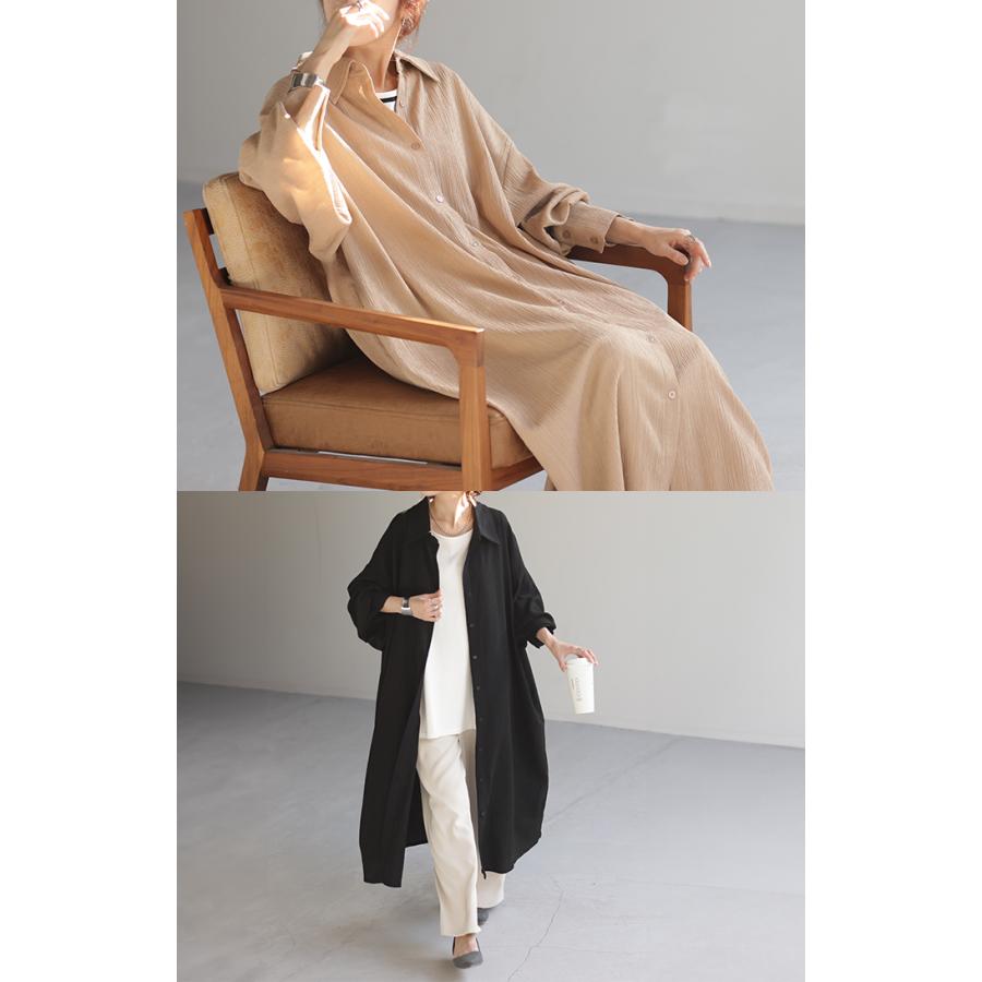 HUG.U（ハグユー） ワンピース 楊柳 ロング シャツワンピース シャツ