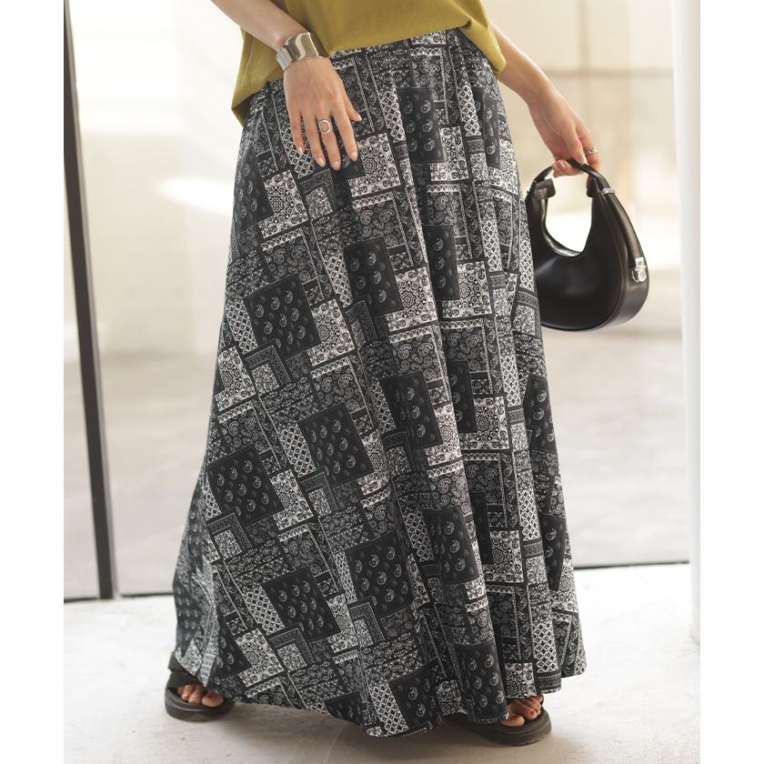 スカート ペイズリー 柄 綿100 ロングスカート ボトムス ペイズリー柄 コットン レディース Aライン マキシ | HUG.U | 20