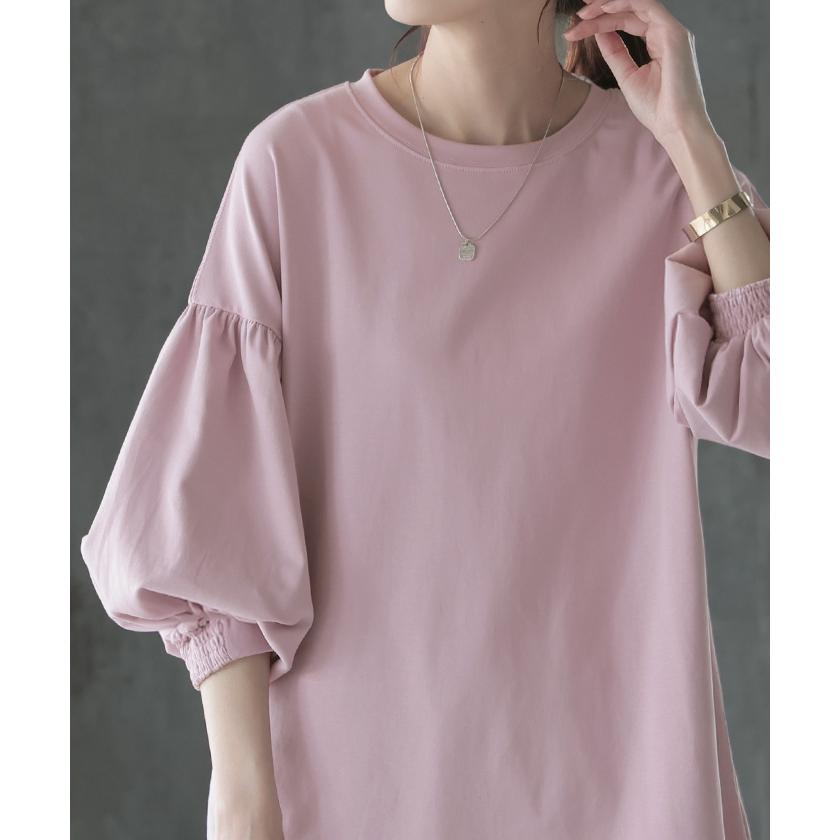 Tシャツ ぽわん袖 ロンT トップス ティーシャツ レディース カットソー 二の腕カバー ドルマン ビッグ | HUG.U | 15