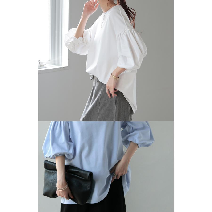 Tシャツ ぽわん袖 ロンT トップス ティーシャツ レディース カットソー 二の腕カバー ドルマン ビッグ | HUG.U | 20