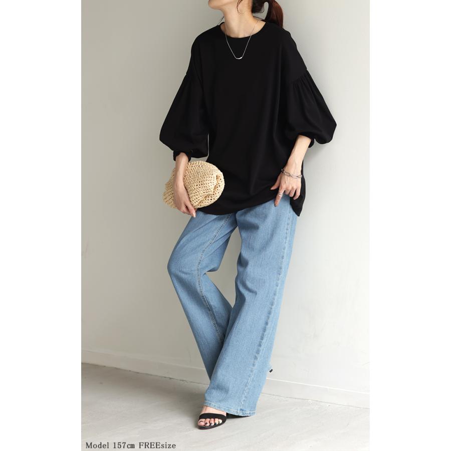 Tシャツ ぽわん袖 ロンT トップス ティーシャツ レディース カットソー 二の腕カバー ドルマン ビッグ | HUG.U | 12