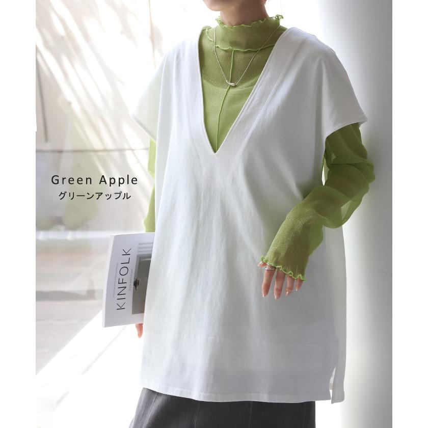 トップス シアートップス シースルー レイヤード レディース ラメ 無地 透かし編み シアーインナー インナー | HUG.U | 24