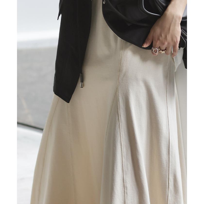 スカート スウェット Aライン 綿100％ レディース ロングスカート ボトムス スエット きれいめ フレア フレアスカート | HUG.U | 18