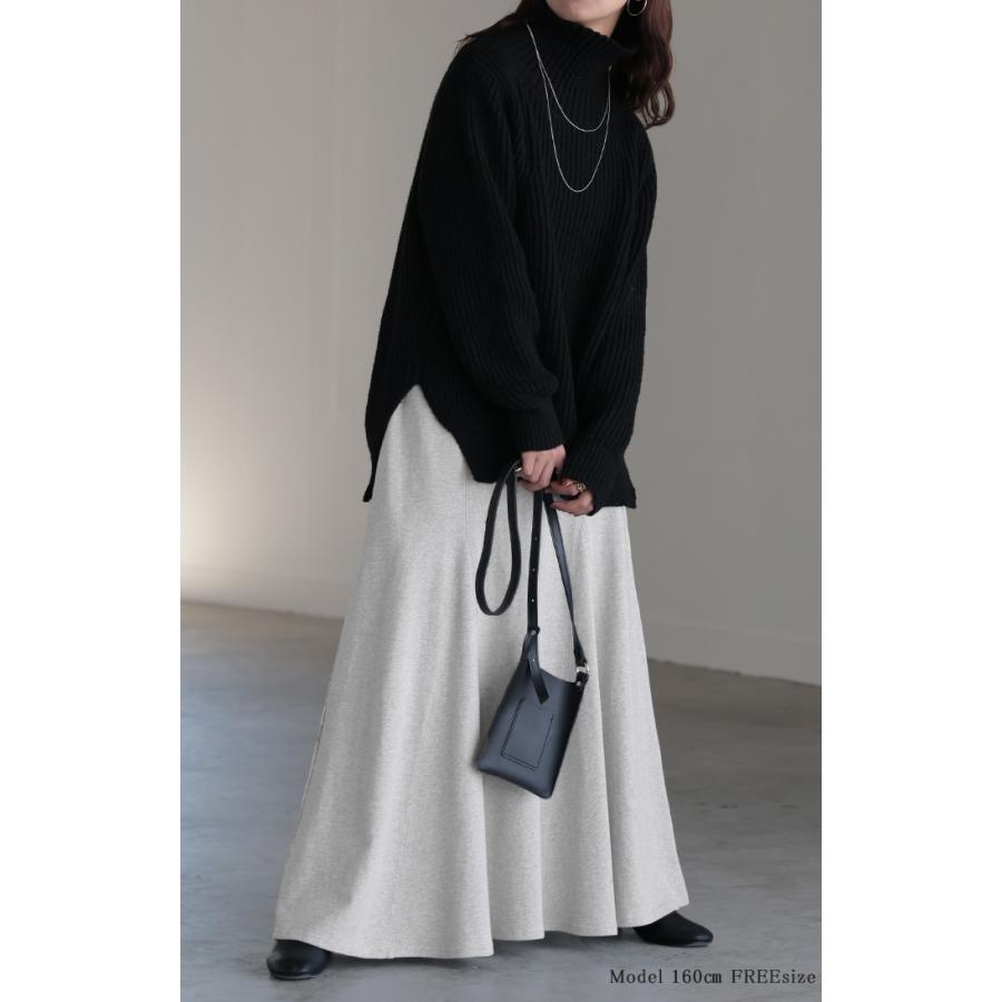 スカート スウェット Aライン 綿100％ レディース ロングスカート ボトムス スエット きれいめ フレア フレアスカート | HUG.U | 24