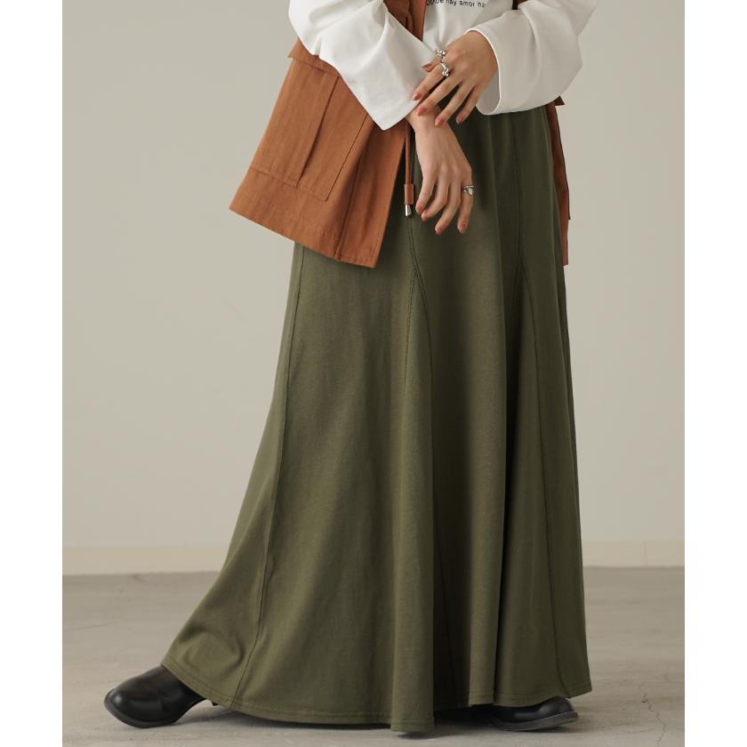 スカート スウェット Aライン 綿100％ レディース ロングスカート ボトムス スエット きれいめ フレア フレアスカート | HUG.U | 10