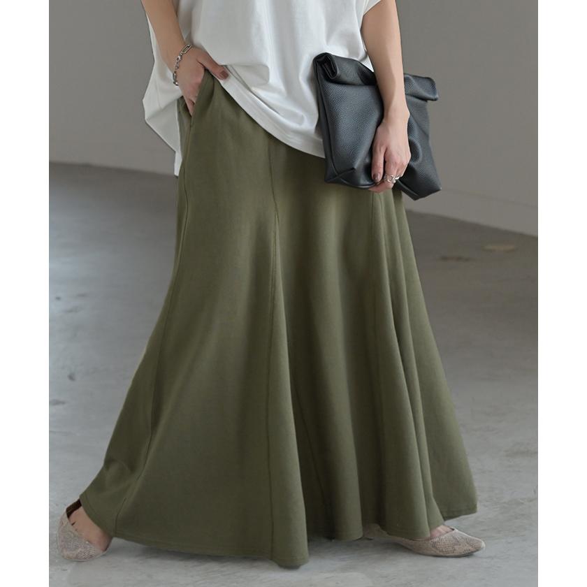 スカート スウェット Aライン 綿100％ レディース ロングスカート ボトムス スエット きれいめ フレア フレアスカート | HUG.U | 10