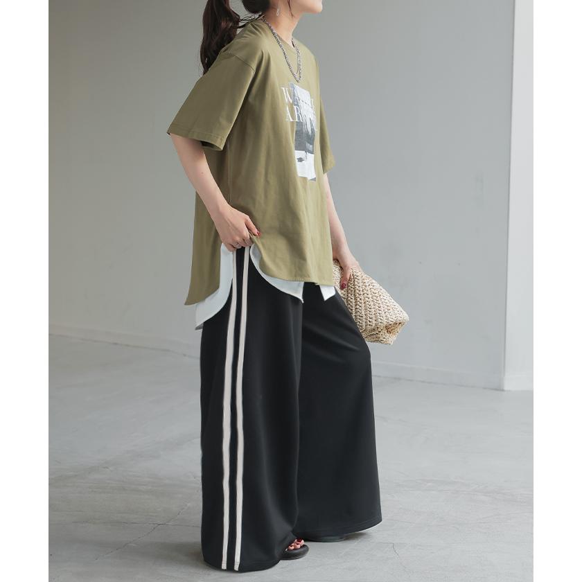 パンツ レディース ワイドパンツ トラックパンツ カラーパンツ ワイドパンツ ロング ウエストゴム 太い | HUG.U | 06