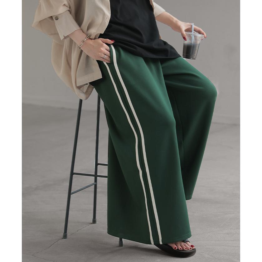 パンツ レディース ワイドパンツ トラックパンツ カラーパンツ ワイドパンツ ロング ウエストゴム 太い | HUG.U | 11