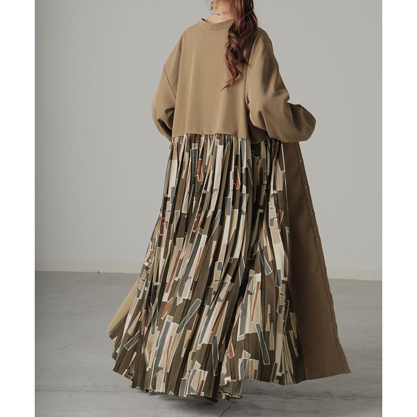 ワンピース シャツ シャツワンピース ノーカラ― シャツワンピ レディース ロング ロングワンピース Aラインの画像