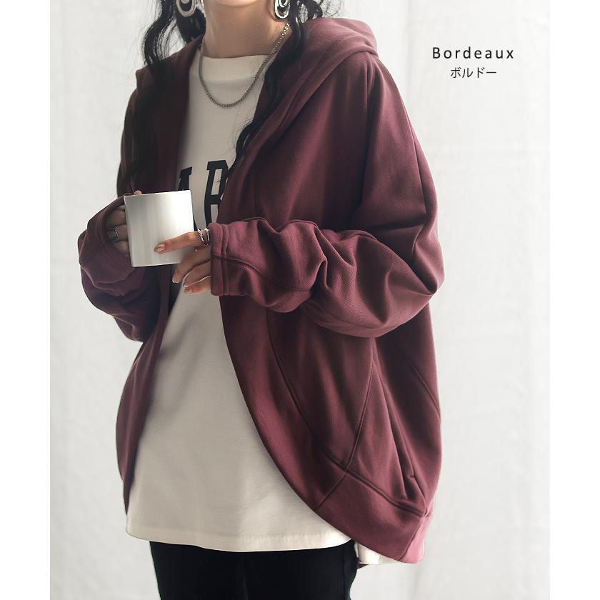 パーカー カーディガン レディース 変形 カーデ ボレロ スウェット トップス ドルマン チュニック ロング 長袖 ケープ アウター ライトアウター | HUG.U | 16