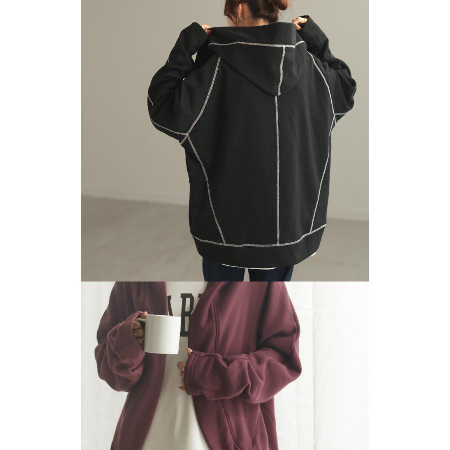 パーカー カーディガン レディース 変形 カーデ ボレロ スウェット トップス ドルマン チュニック ロング 長袖 ケープ アウター ライトアウター | HUG.U | 09
