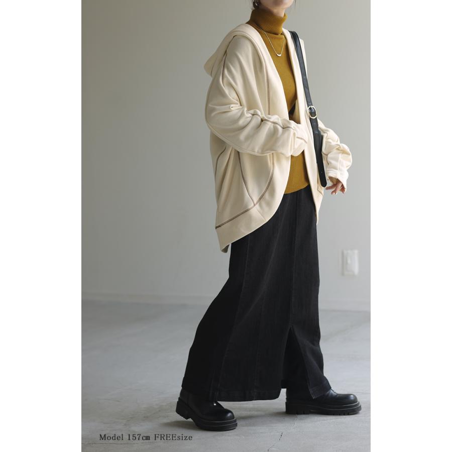 パーカー カーディガン レディース 変形 カーデ ボレロ スウェット トップス ドルマン チュニック ロング 長袖 ケープ アウター ライトアウター | HUG.U | 10