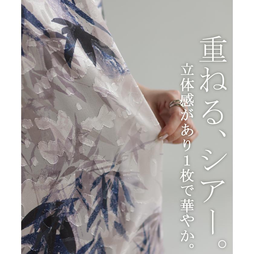 タンクトップ レディース フラワー チュニック タンク トップス ノースリーブ シアー フラワータンク 薄手 Uネック レイヤード アート | HUG.U | 05