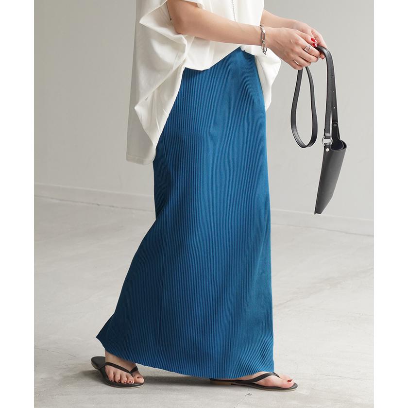 スカート タイトスカート ロングスカート セルフカット レディース ボトムス ペンシルスカート リブ生地  シワになりにくい 無地 | HUG.U | 11
