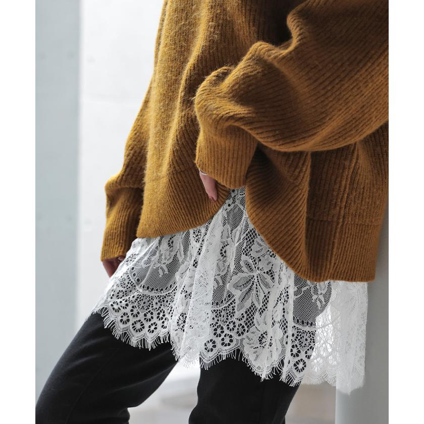 付け裾 レース レイヤード レディース 重ね着風 つけ裾 付け裾 重ね着 花柄 スカート ボックス インナー フェイクレイヤード 腹巻 | HUG.U | 10