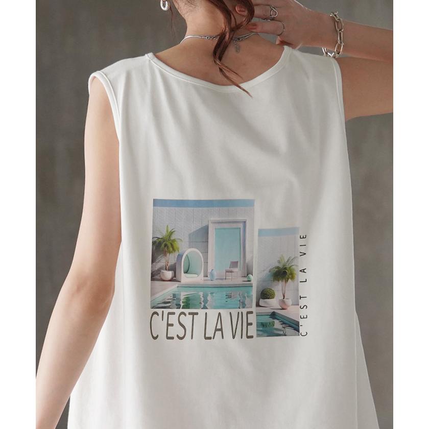 HUG.U（ハグユー） タンクトップ ロゴ プリント レディース チュニック