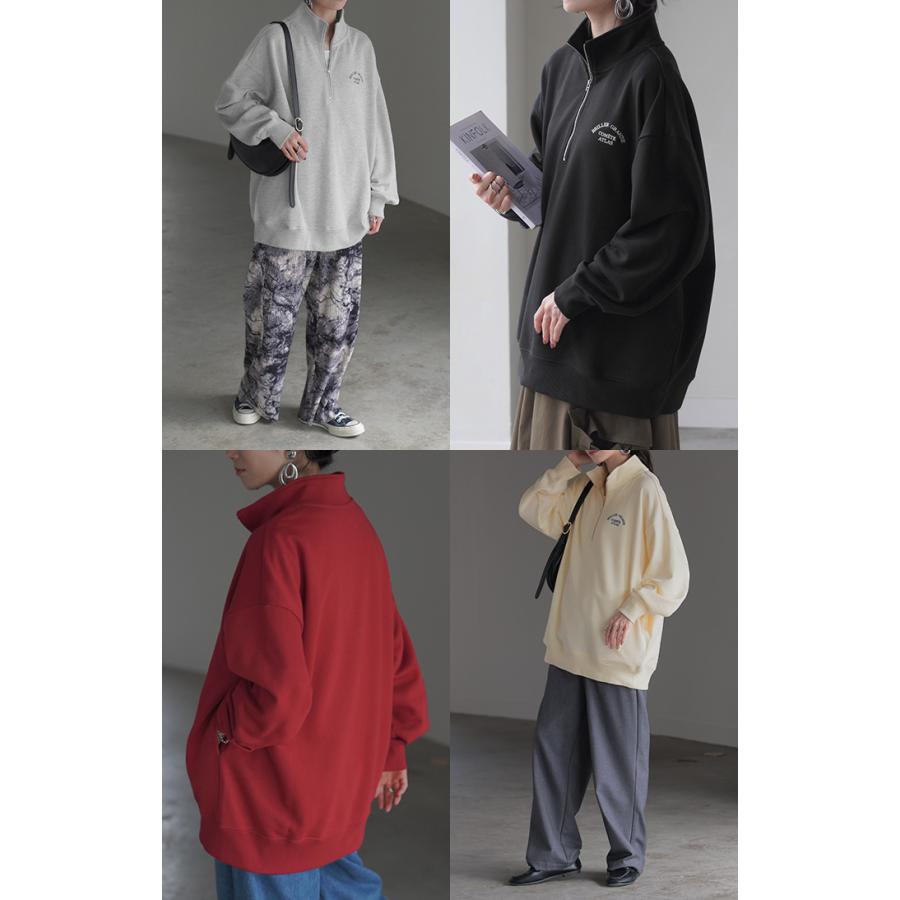 HUG.U（ハグユー） スウェット ハーフジップ ロゴ レディース