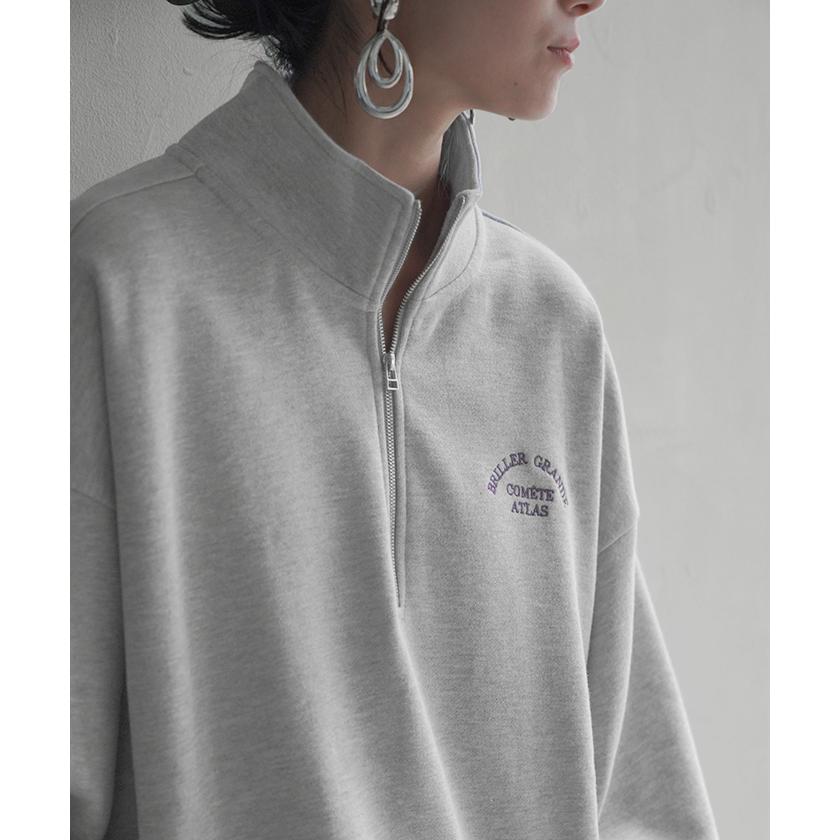 HUG.U（ハグユー） スウェット ハーフジップ ロゴ レディース