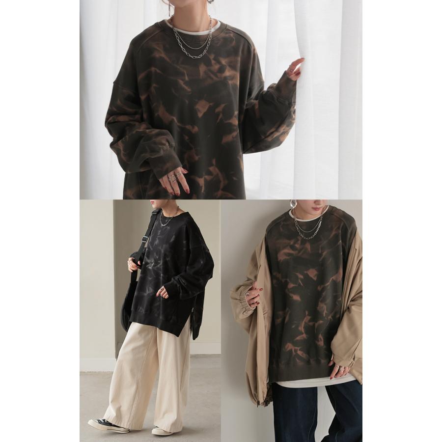 スウェット 別売り セットアップ可 レディース 柄 チュニック トップス ロング トレーナー オーバー プルオーバー | HUG.U | 18