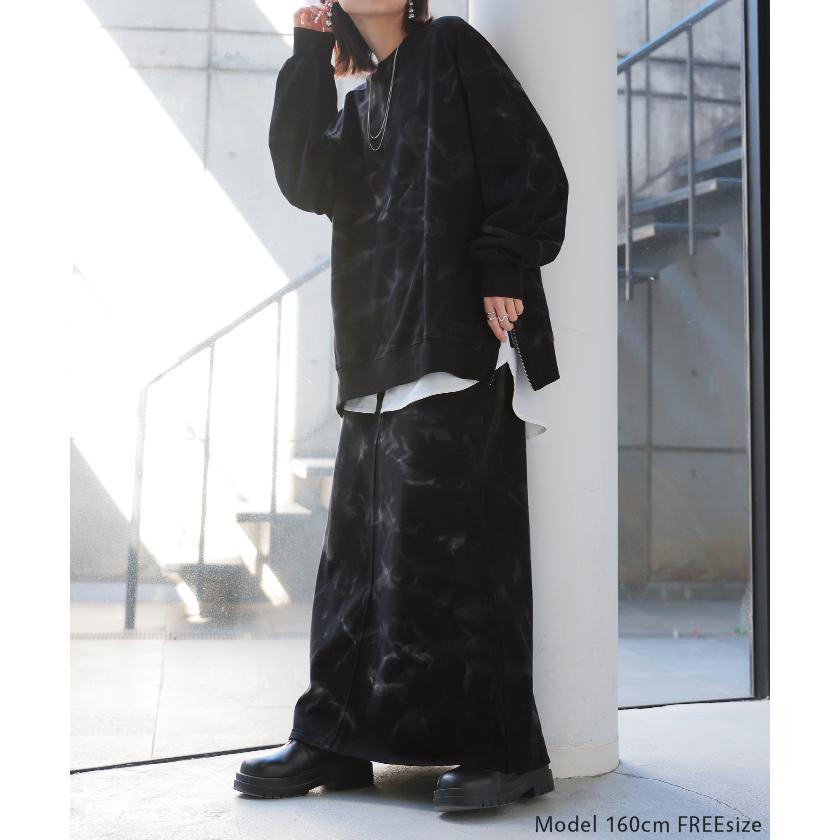 スウェット 別売り セットアップ可 レディース 柄 チュニック トップス ロング トレーナー オーバー プルオーバー | HUG.U | 20