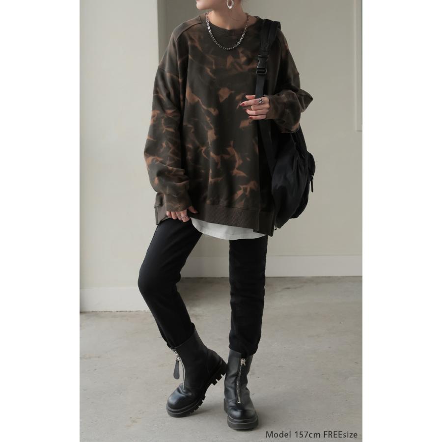 スウェット 別売り セットアップ可 レディース 柄 チュニック トップス ロング トレーナー オーバー プルオーバー | HUG.U | 21