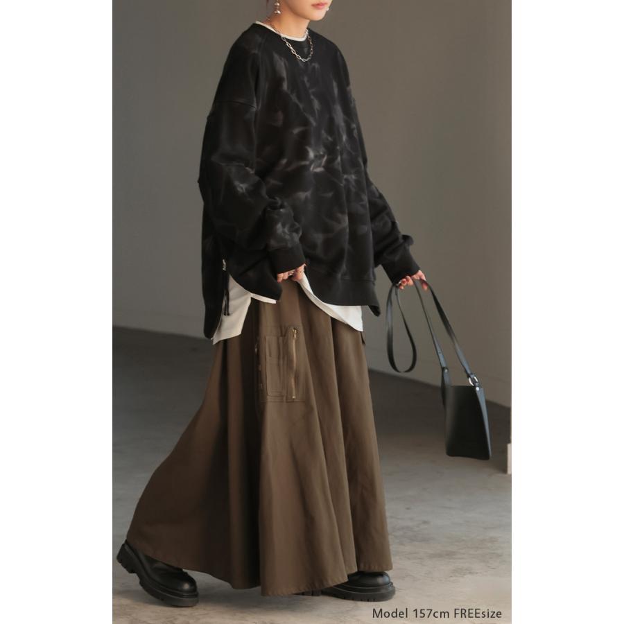 スウェット 別売り セットアップ可 レディース 柄 チュニック トップス ロング トレーナー オーバー プルオーバー | HUG.U | 04