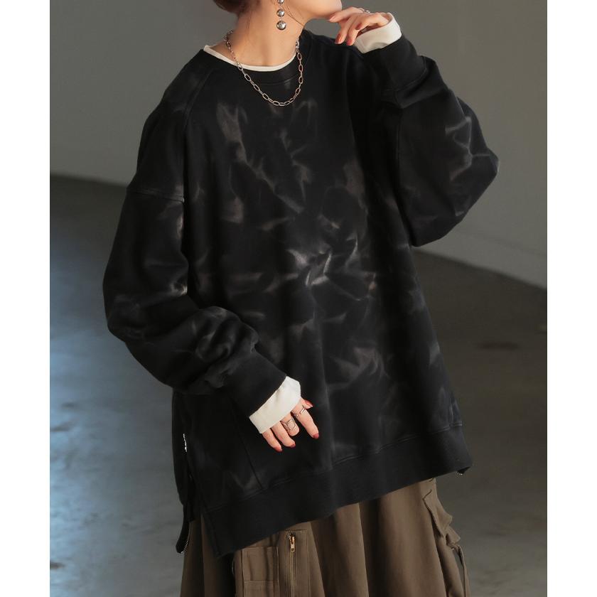 スウェット 別売り セットアップ可 レディース 柄 チュニック トップス ロング トレーナー オーバー プルオーバー | HUG.U | 06