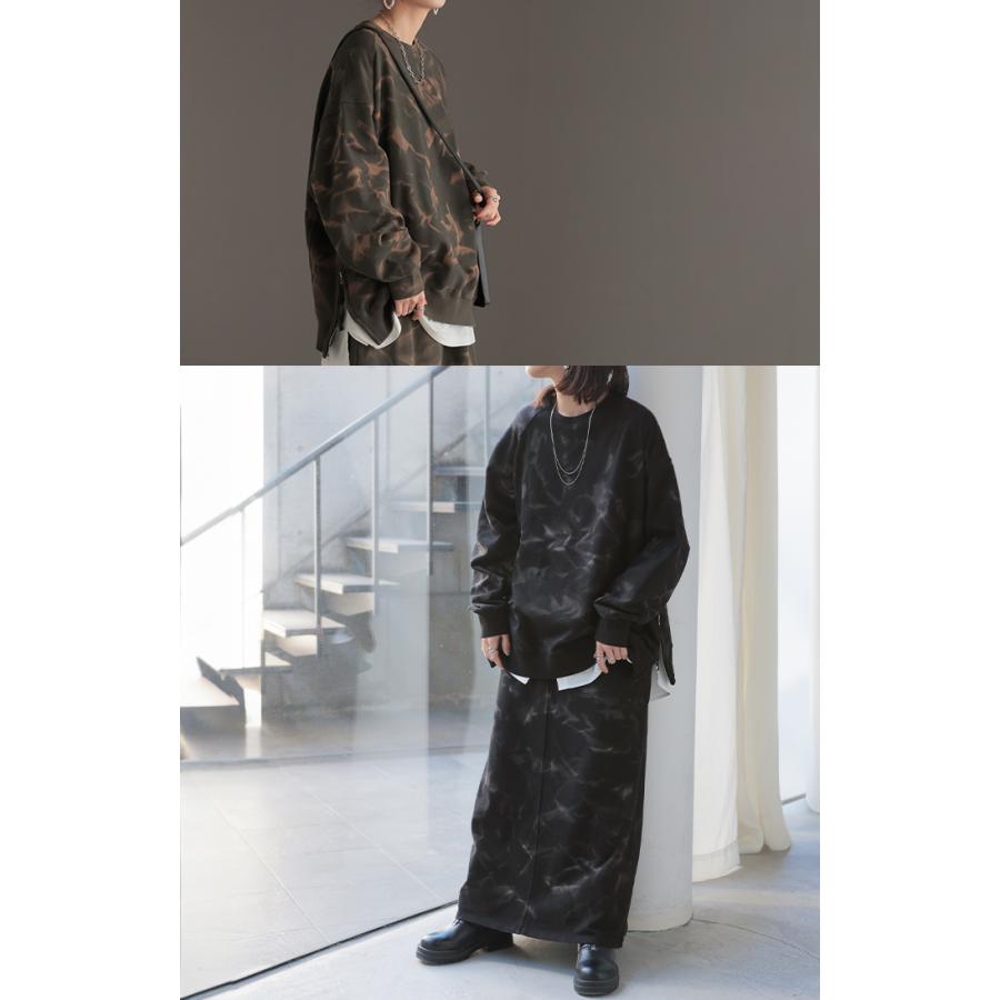 スウェット 別売り セットアップ可 レディース 柄 チュニック トップス ロング トレーナー オーバー プルオーバー | HUG.U | 08