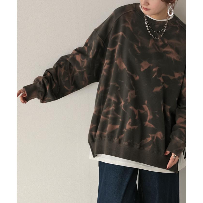 スウェット 別売り セットアップ可 レディース 柄 チュニック トップス ロング トレーナー オーバー プルオーバー | HUG.U | 10