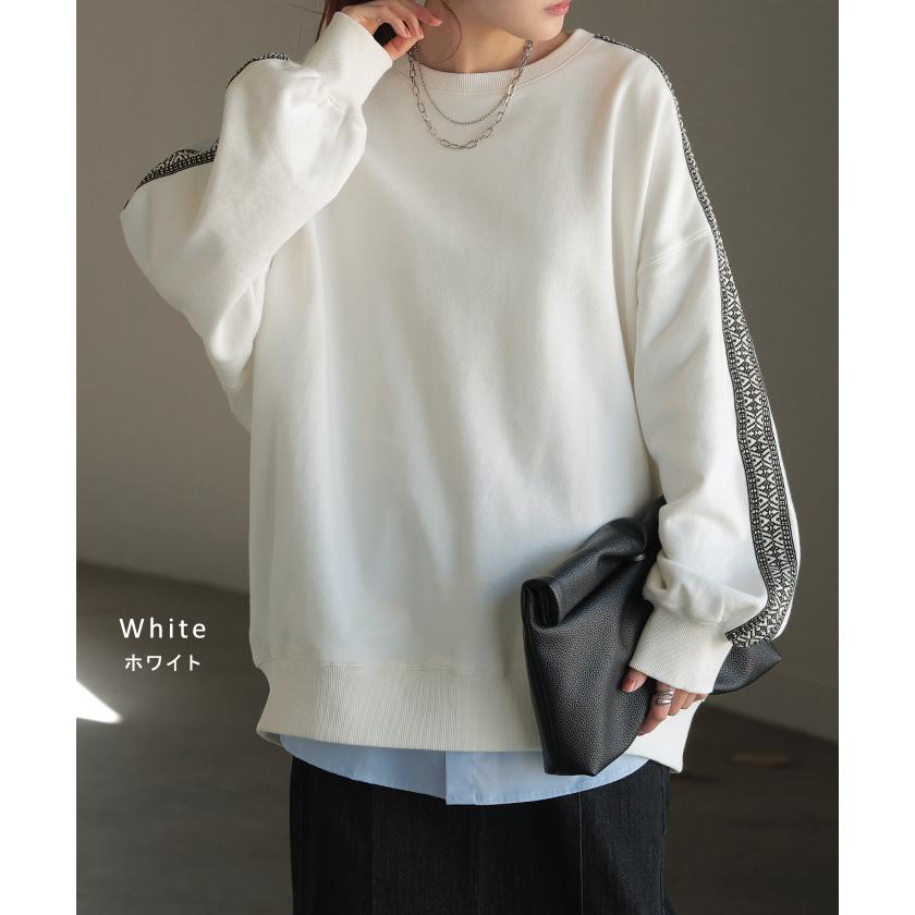 スウェット 別売り セットアップ可 チュニック レディース 刺繍 トップス ロング トレーナー オーバー プルオーバー | HUG.U | 12